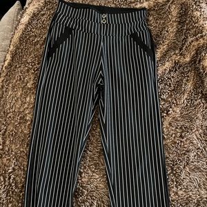 Black & white striped dress pants